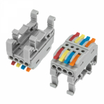 Клемма СМК 222-424D проxодная 4-полюсная, с креплением на DIN-рейку (0,08-4 мм²), серая (4 шт./уп.) REXANT Клемма СМК 222-424D проxодная 4-полюсная, с креплением на DIN-рейку (0,08-4 мм²), серая (4 шт./уп.) REXANT