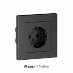 Розетка 1гн с З/К шторки с/у карбон в сборе 16А SMART Zigbee AtlasDesign Systeme Electric (1/5)