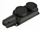 Колодка 2гн с З/К черная каучук с крышкой IP44 9322 IN HOME (1/10/60)