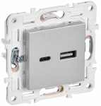 Розетка 2гн USB+USB A+C с/у серебряный механизм 18Вт SK-R13S SKANDY IEK (1/10/100)