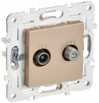 Розетка 2гн ТВ+спутник TV+SAT с/у песочный механизм SK-A13Sa SKANDY IEK (1/10/100)