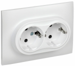 Розетка 2гн с З/К шторки с/у белый арктический в сборе 16А SK-R07W SKANDY IEK (1/10/100)