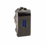 USB 3.0 розетка, Brava, черная, 1 мод. USB 3.0 розетка, Brava, черная, 1 мод.