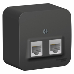 Розетка 2гн комп+комп RJ45+RJ45 о/у антрацит изол.пласт. кат.5е IP20 Blanca Schneider Electric Розетка 2гн комп+комп RJ45+RJ45 о/у антрацит изол.пласт. кат.5е IP20 Blanca Schneider Electric