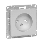 Розетка 1гн без З/К со шторками, алюминий Эпика EKF