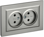 Розетка 2гн без З/К с/у сталь в сборе 10А РС12-2-БрС BRITE IEK (10/100)