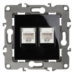 Розетка 2гн комп+комп RJ45+RJ45 с/у черный механизм кат.5е 12-3108-06 Эра12 ЭРА (10/100/2500)