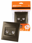 Розетка 2гн комп+ТФ RJ45+RJ11 с/у бронза в сборе кат.5е Лама TDM