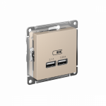 Розетка 2гн USB+USB с/у песочный механизм AtlasDesign Systeme Electric  (1)