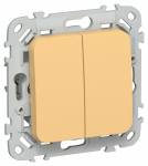 FLITE Выключ. 2-кл. кноп. 10А ВС12-2-0-ФлЗ зол. IEK