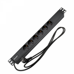 Блок распределения питания для 19" шкафов, горизонтальный, 6 розеток СЕЕ 7/4, 16A, без выкл, алюм корп, шнур 2м, вилка СЕЕ 7/7 REXANT