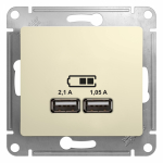 Розетка 2гн USB+USB с/у крем механизм Glossa Systeme Electric (1) Розетка 2гн USB+USB с/у крем механизм Glossa Systeme Electric (1)