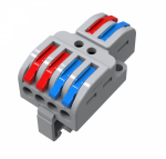 Клемма СМК 2x2D проxодная разветвительная 2 полюса на DIN-рейку (0,08-4 мм²) (1 ввод, 2 вывода на полюс) серая (25 шт/уп) REXANT
