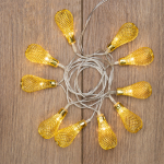 Гирлянда светодиодная "Восточные фонарики" 10 LED ЖЕЛТЫЕ 1,5 метра, прозрачный ПВХ, питание 2*АА