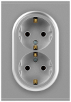 Розетка ЭРА Arktik 16-2105-03 двойная с заземлением 2X2P+E Schuko со шторками 16А-250В алюминий Розетка ЭРА Arktik 16-2105-03 двойная с заземлением 2X2P+E Schuko со шторками 16А-250В алюминий