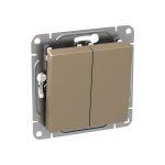 Механизм выключателя, двухклавишный, кнопочный, шампань Эпика EKF Механизм выключателя, двухклавишный, кнопочный, шампань Эпика EKF