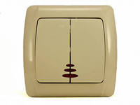 Выключатель 2кл с подсв с/у крем IP20 Carmen Viko (1/12/120)