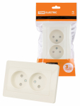 Розетка 2гн без З/К шторки с/у крем 10А Ильмень TDM (10)