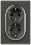 Розетка ЭРА Arktik 16-2105-06 двойная с заземлением 2X2P+E Schuko со шторками 16А-250В графит Розетка ЭРА Arktik 16-2105-06 двойная с заземлением 2X2P+E Schuko со шторками 16А-250В графит