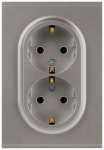 Розетка ЭРА Arktik 16-2105-07 двойная с заземлением 2X2P+E Schuko со шторками 16А-250В титан Розетка ЭРА Arktik 16-2105-07 двойная с заземлением 2X2P+E Schuko со шторками 16А-250В титан