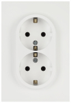 Розетка ЭРА Arktik 16-2105-08 двойная с заземлением 2X2P+E Schuko со шторками 16А-250В белый матовый Розетка ЭРА Arktik 16-2105-08 двойная с заземлением 2X2P+E Schuko со шторками 16А-250В белый матовый