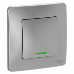 Выключатель 1кл прох с подсв с/у алюминий Blanca Systeme Electric