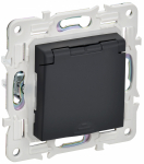 Розетка 1гн с З/К с крыш. шторки с/у графит механизм 16А IP44 SK-R11G SKANDY IEK (1/10/100)