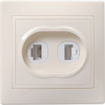 Розетка 2гн комп+ТФ RJ45+RJ11 с/у крем кат.5е РК/Т12-ККм Кварта GENERICA IEK (1/10/120)