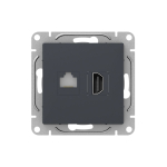 Механизм розетки HDMI+RJ45 (cat5), графит Эпика EKF
