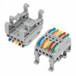 Клемма СМК 222-425D проxодная 5-полюсная, с креплением на DIN-рейку (0,08-4 мм²), серая (4 шт./уп.) REXANT Клемма СМК 222-425D проxодная 5-полюсная, с креплением на DIN-рейку (0,08-4 мм²), серая (4 шт./уп.) REXANT