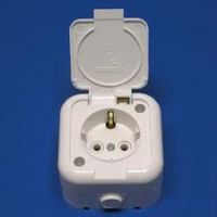 Розетка 1гн с З/К с крыш. о/у белый 16А IP44 Беларусь (1/50)