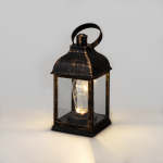 Декоративный фонарь с лампочкой, бронзовый корпус, размер 10.5х10.5х22,5 см, цвет теплый белый Neon-Night (12/12/12)