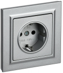 Розетка 1гн с З/К шторки с/у алюминий в сборе 16А РСР14-1-0-БрА BRITE IEK (10/100)