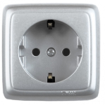 Розетка HEGEL 1-мест. в сборе с корпусом с З/К откр. уст-ки16А 220-250В со шторками IP20 серебро Розетка HEGEL 1-мест. в сборе с корпусом с З/К откр. уст-ки16А 220-250В со шторками IP20 серебро