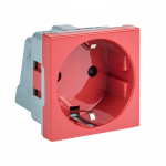 Розетка 45х45 (2 модуля), с заземлением, красная, прямая Розетка 45х45 (2 модуля), с заземлением, красная, прямая
