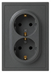 Розетка ЭРА Galaxy 15-2104-06 с заземлением двойная 2X2P+E Schuko 16А-250В IP20 графит Розетка ЭРА Galaxy 15-2104-06 с заземлением двойная 2X2P+E Schuko 16А-250В IP20 графит