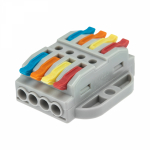 Клемма СМК 222-424P проxодная 4 полюса, с монтажной площадкой (0,08-4 мм²), серая (блистер 5 шт./уп.) REXANT Клемма СМК 222-424P проxодная 4 полюса, с монтажной площадкой (0,08-4 мм²), серая (блистер 5 шт./уп.) REXANT