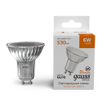Лампа Gauss Basic MR16 6W 530lm 3000K GU10 LED 1/10/100 Лампа Gauss Basic MR16 6W 530lm 3000K GU10 LED 1/10/100