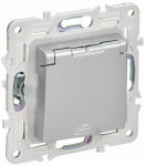 Розетка 1гн с З/К с крыш. шторки с/у серебряный механизм 16А IP44 SK-R11S SKANDY IEK (1/10/100)