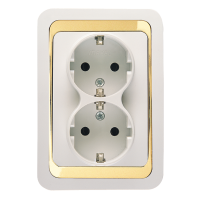 Розетка 2гн без З/К с/у белый вставка золото IP20 Mimoza Makel (1/12/120)