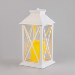 Декоративный фонарь со свечой 14x14x29 см, IP20 белый корпус, теплый белый цвет свечения NEON-NIGHT