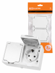 Розетка двойная 2П+З (горизонтальная) открытой установки IP54 16А белая "Вуокса" TDM Розетка двойная 2П+З (горизонтальная) открытой установки IP54 16А белая "Вуокса" TDM