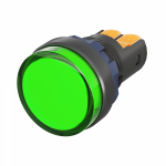 Лампа индикаторная в сборе 1 источник света зеленая круглая линза, плоская 9-24В AC/DC d22.2мм СВЕТОДИОД. (LED) IP68 DKC Mitra