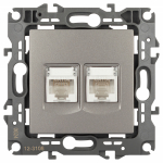 Розетка ЭРА Серия 12 12-3108-16 информационная двойная 2XRJ45, титан Розетка ЭРА Серия 12 12-3108-16 информационная двойная 2XRJ45, титан