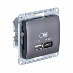 Розетка 2гн USB+USB A+C с/у графит механизм высокоскор.заряд. QC PD Glossa Systeme Electric