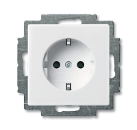 Розетка ABB Basic 55 1-мест. механизм с накладкой с З/К скр. уст-ки16А 220-250В IP20 белый