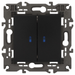 14-1105-05 Эл/ус ЭРА Выключатель двойной с подсветкой, 10АХ-250В, IP20, Эра Elegance, антрацит