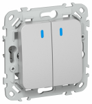 FLITE Выключ. 2-кл. кноп. с инд. 10А ВС12-2-1-ФлА ал. IEK