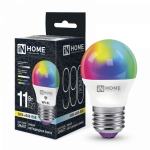 Лампа светодиод 11Вт шар Е27 3000-6500К умная RGBW-SMART 990Лм димм матовая IN HOME (1/100)