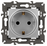 Розетка 1гн с З/К шторки с/у алюминий механизм 16А 14-2102-03 Elegance ЭРА